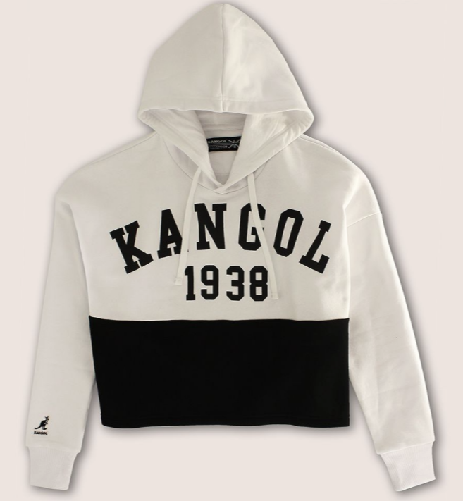 Printed Hoodie K8638 Jet Black-White