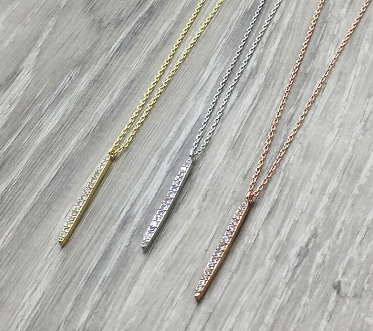 3N9 Rose Gold Bar Drop Necklace