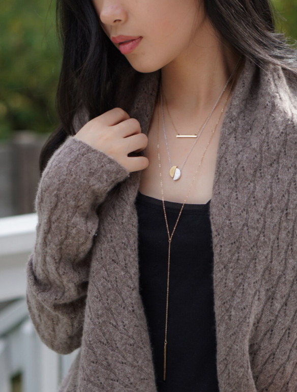 Long Dbl Layered Bar Necklace