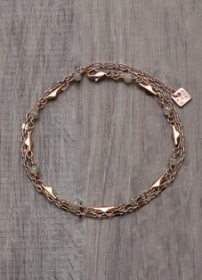 RG White Chain and Bead Layered Bracelet
