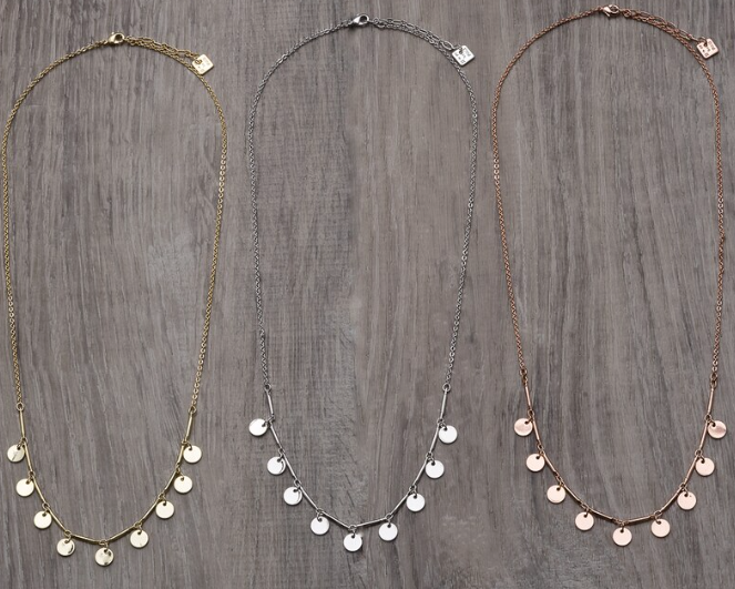 Gold Circle Disk Necklace