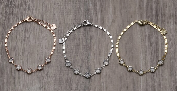 Gold/Silver Crystal Bracelet Brass Inter Mix