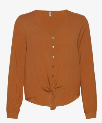 OnlNina Life LS Tie Shirt WVN Glazed Ginger