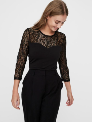 VMalberta Sweetheart lace t-shirt black