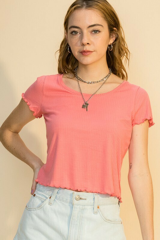 Scoop Neck Short Sleeve Tea Rose