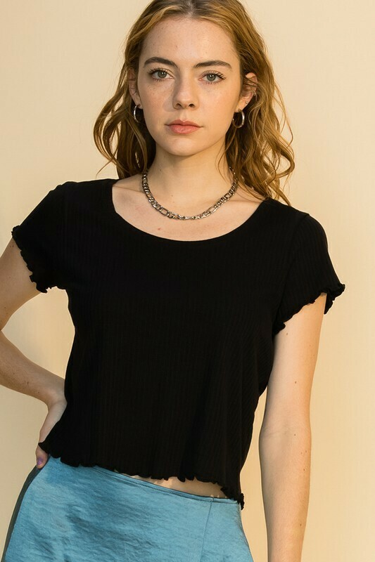Scoop Neck Short Sleeve Black