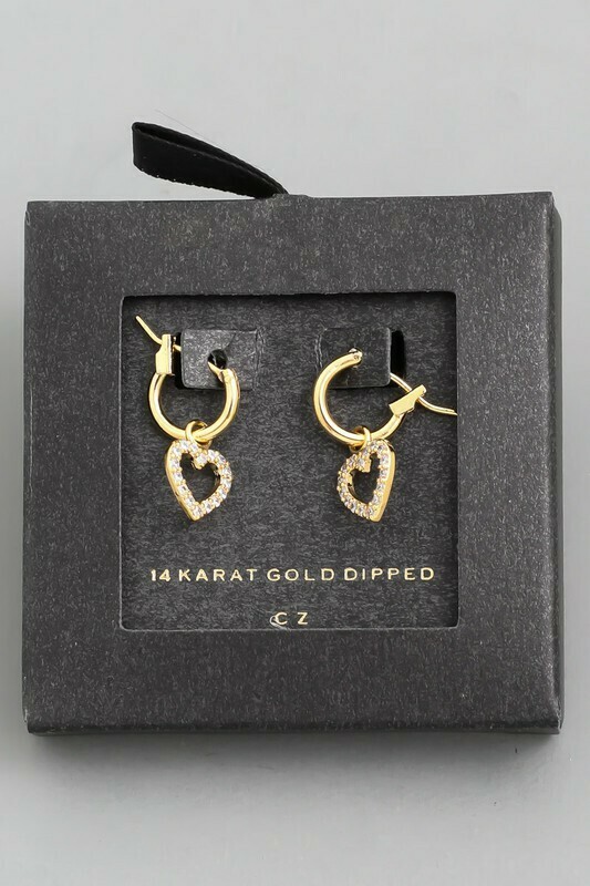 SB18473 Heart Huggie Earrings-Gold