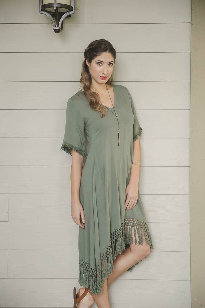 Empire Waist Midi Dress Green