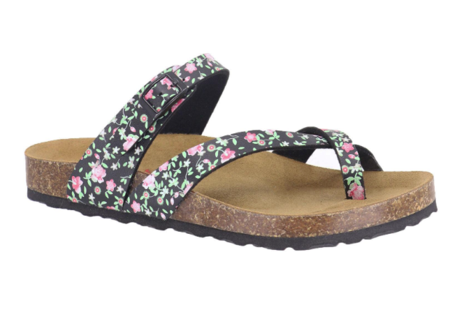 Brooke Footbed- Black Flowers