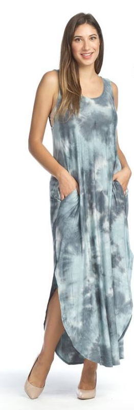 Tie Dye Maxi Dress With Pocket