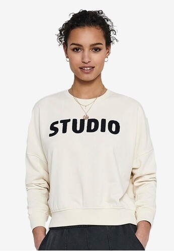 ONL Edith Life LS O-Neck Ecru Print
