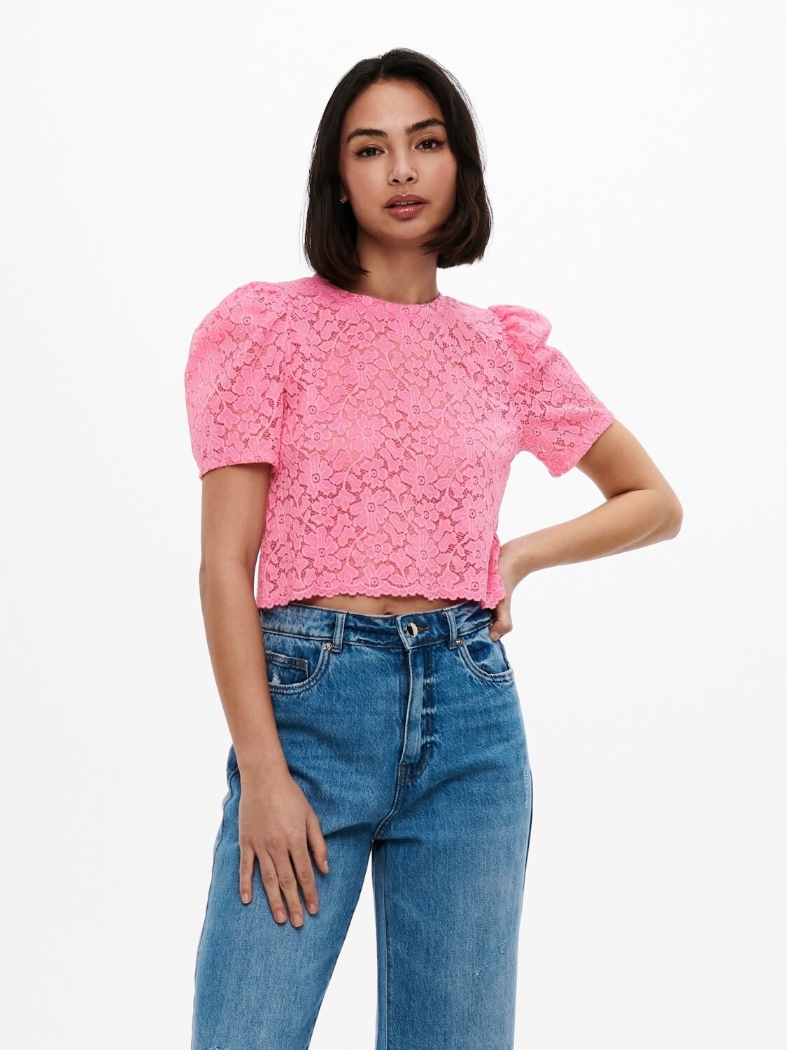 ONL New Alba S/S Cropped Top Sachet Pink