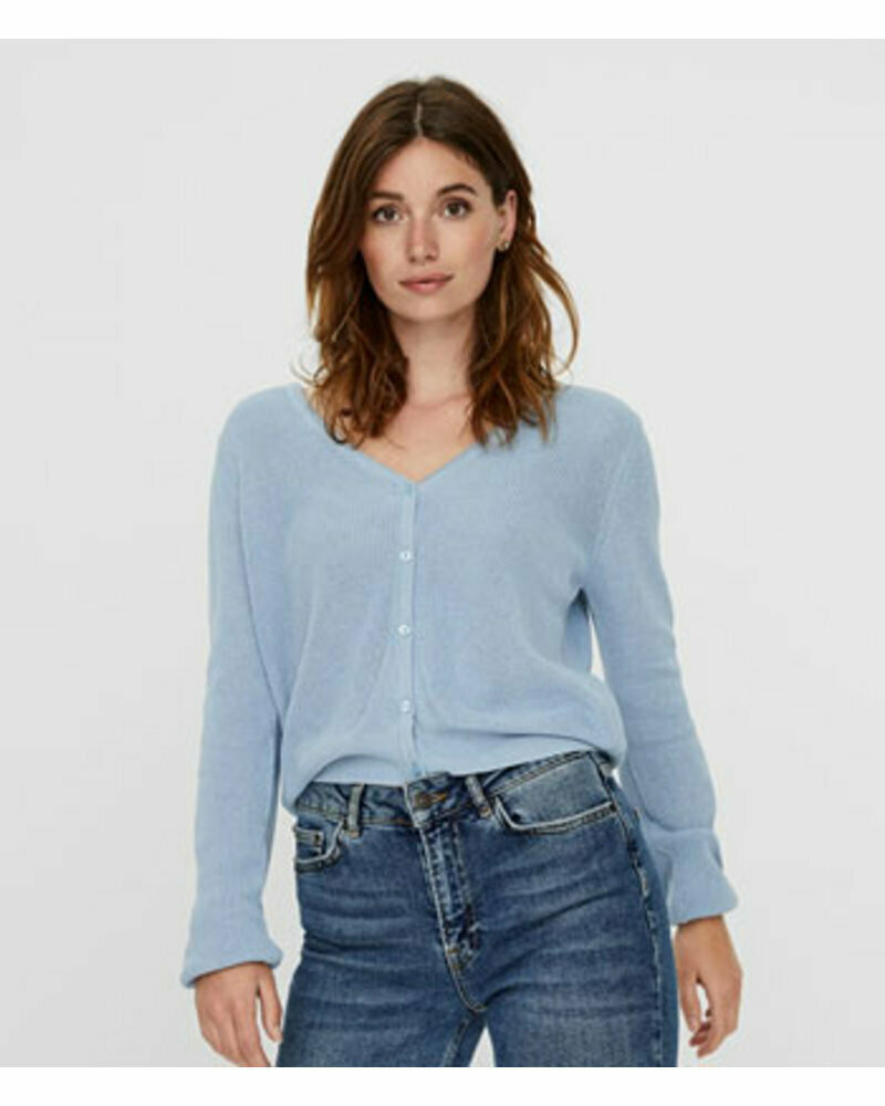 VMLexsun LS Short V-Neck Cardigan Blue Fog