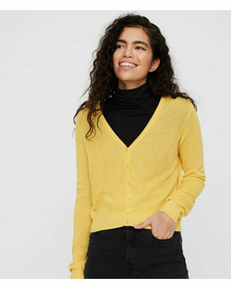 VMLexsun LS Short V-Neck Cardigan Cornsilk