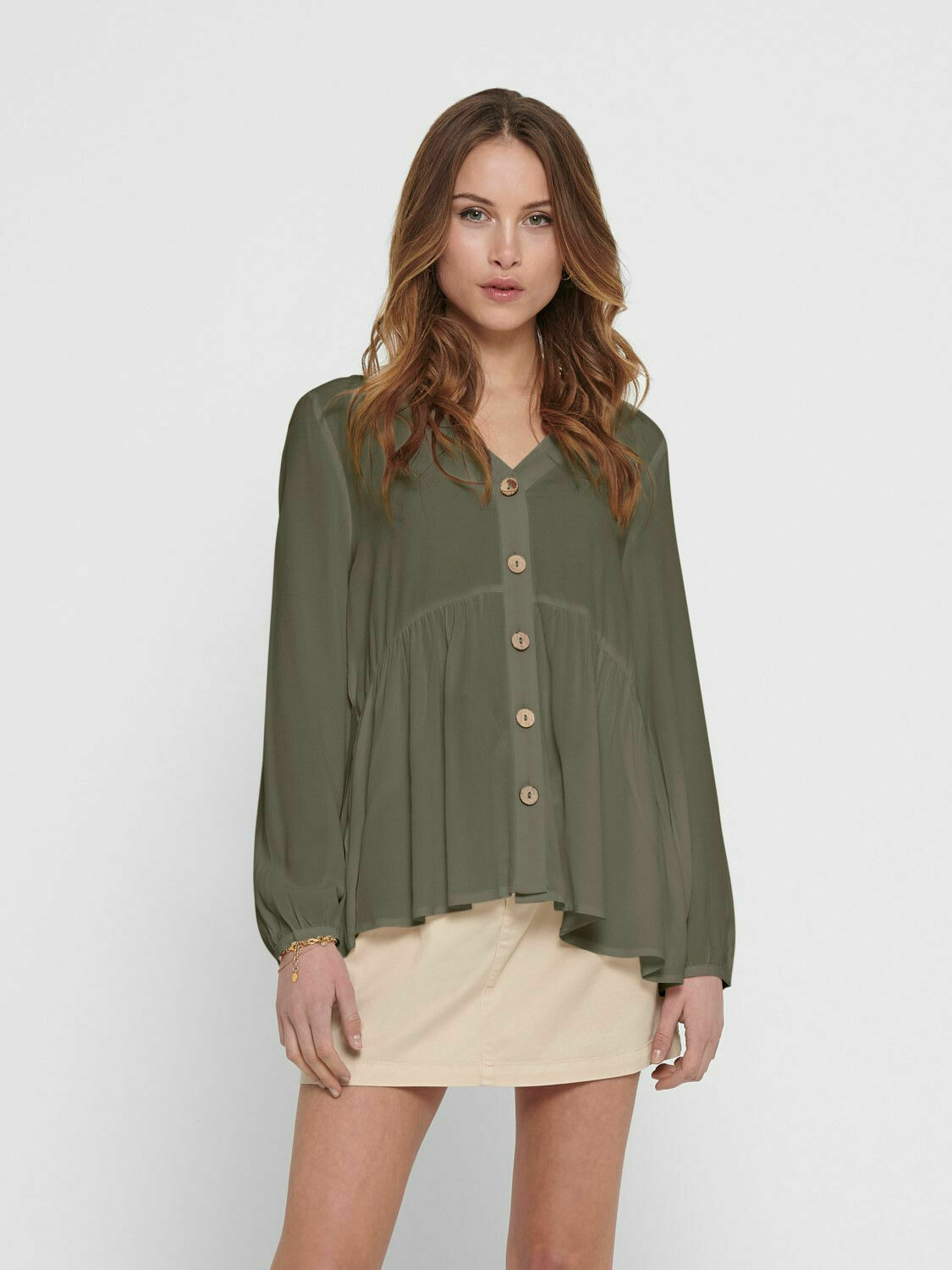 ONLMolly L/S Button Blouse- Kalamata