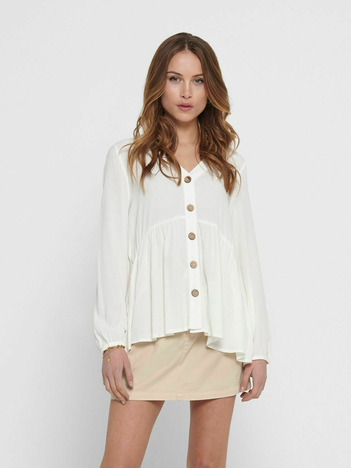 ONLMolly L/S Button Blouse- Cloud Dancer