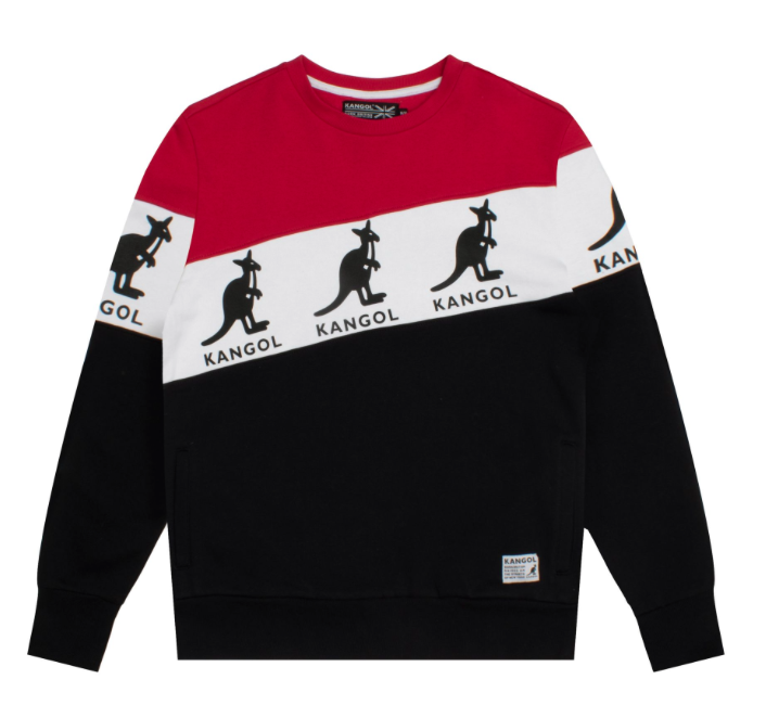 Colorblock L/S Crew-RED/BLK/WHT