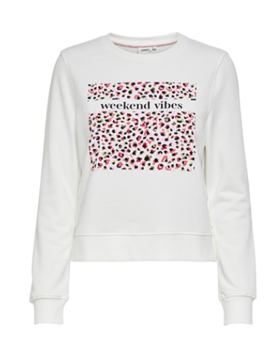 ONLMilla Leo Weekend Sweater-Cloud Dancer Print