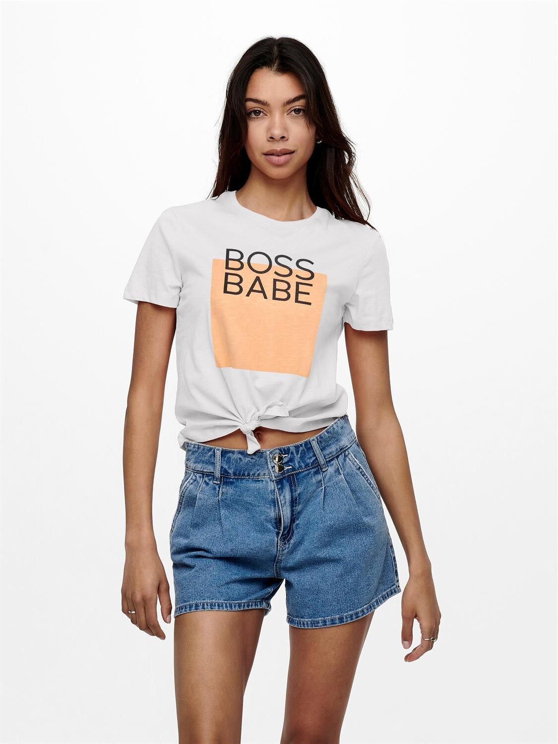 ONLSilly S/S Knot Top- Bright White