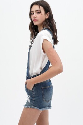 Distressed Denim Romper- Blue