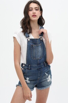 Distressed Denim Romper- Blue