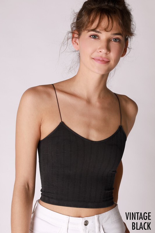 Nikibiki Ribbed Knit Cropped Top-Black