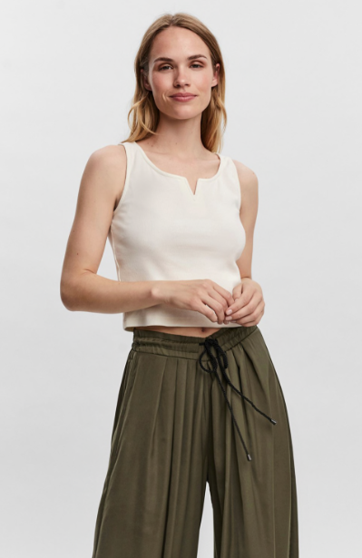 VMHarriet S/L V-Neck Top-Snow White
