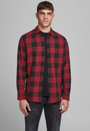 JJ Gingham Twill Shirt- Brick Red