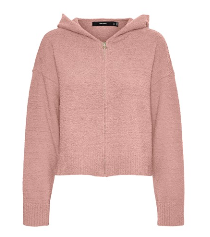 VMfaune L/S Zip Cardigan- Misty Rose