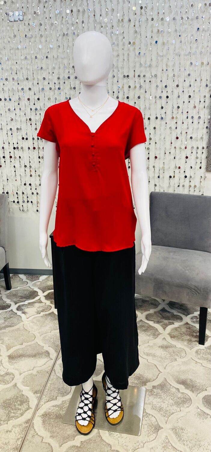 Flutter Cap Sleeve V-Neck Blouse