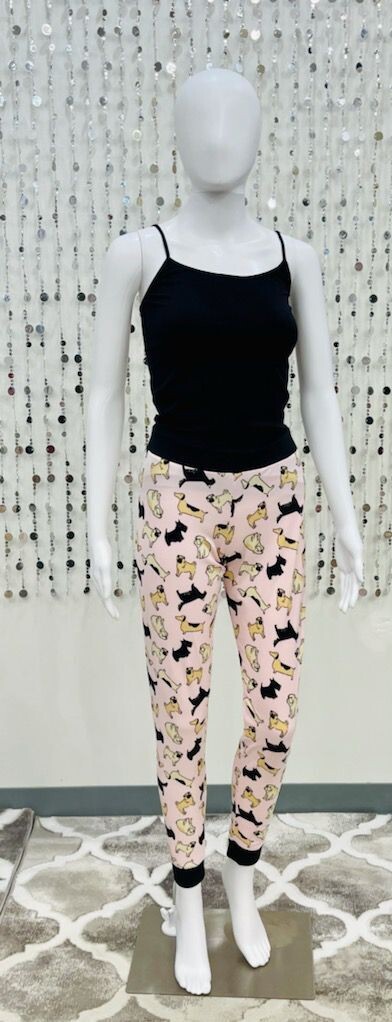 Dogs Print Pink Jogger