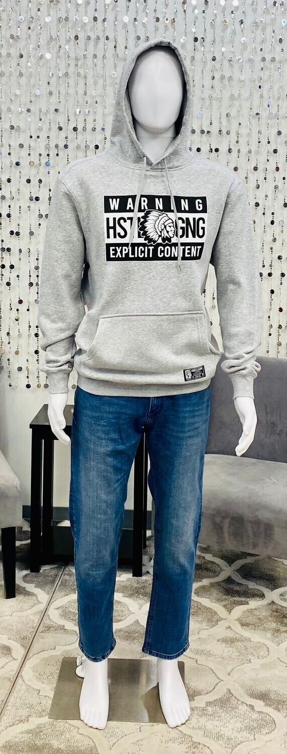 Men's Hooded Pullover-Heather Grey