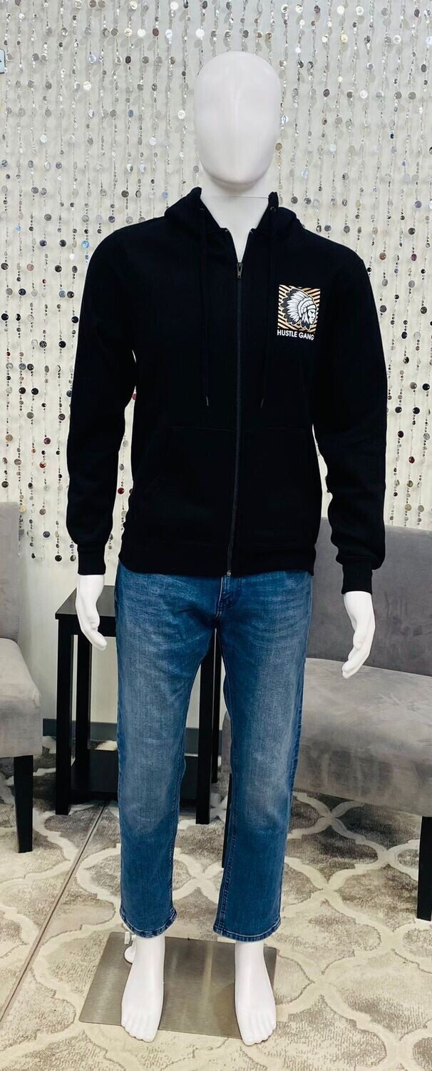 Men's Zip Hooded Pullover-Black