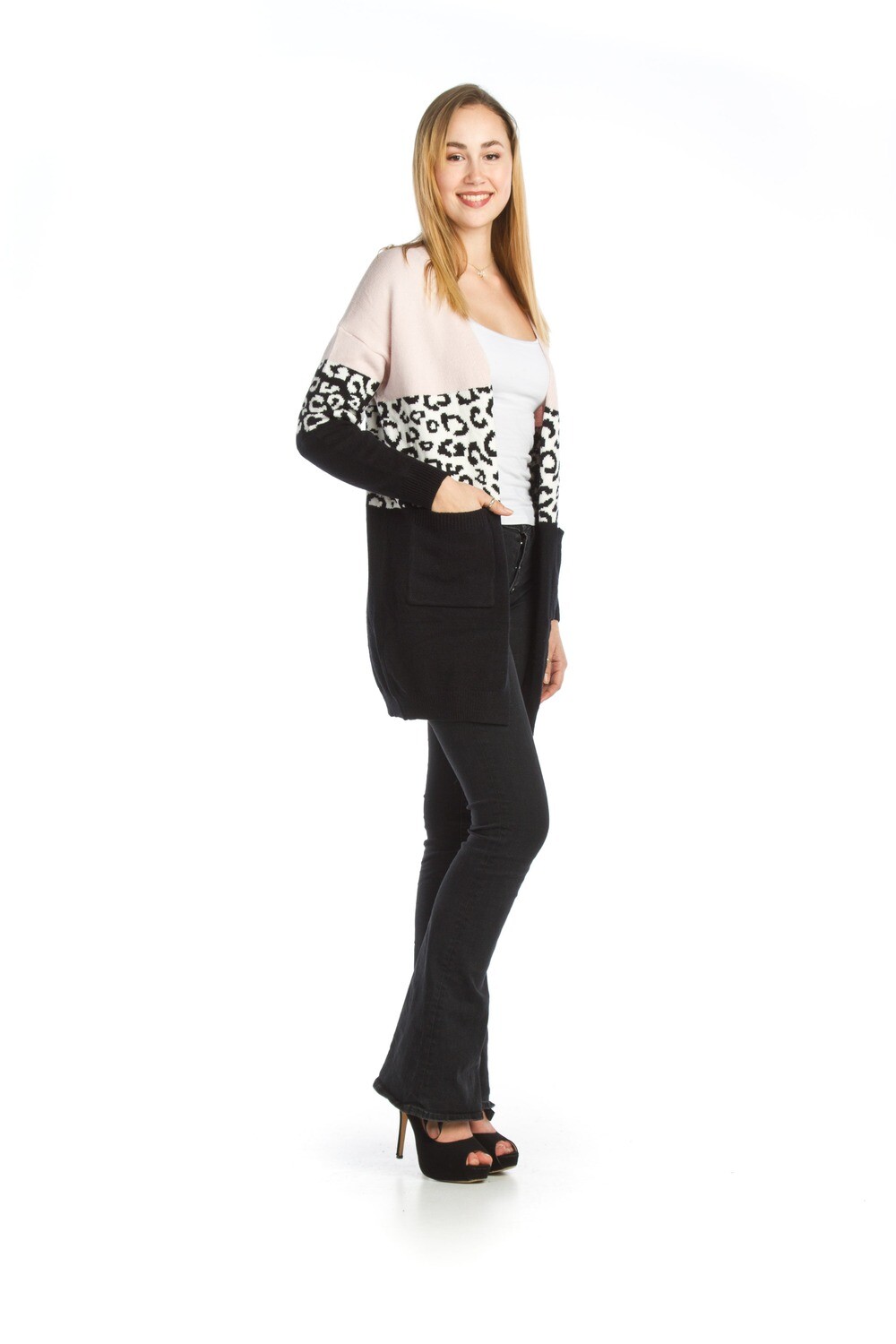 Colorblock Knit Cardigan-Blush