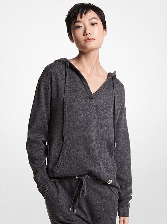 MUL6045C Wool Blend Vnk Hoodie- Charcoal Heather