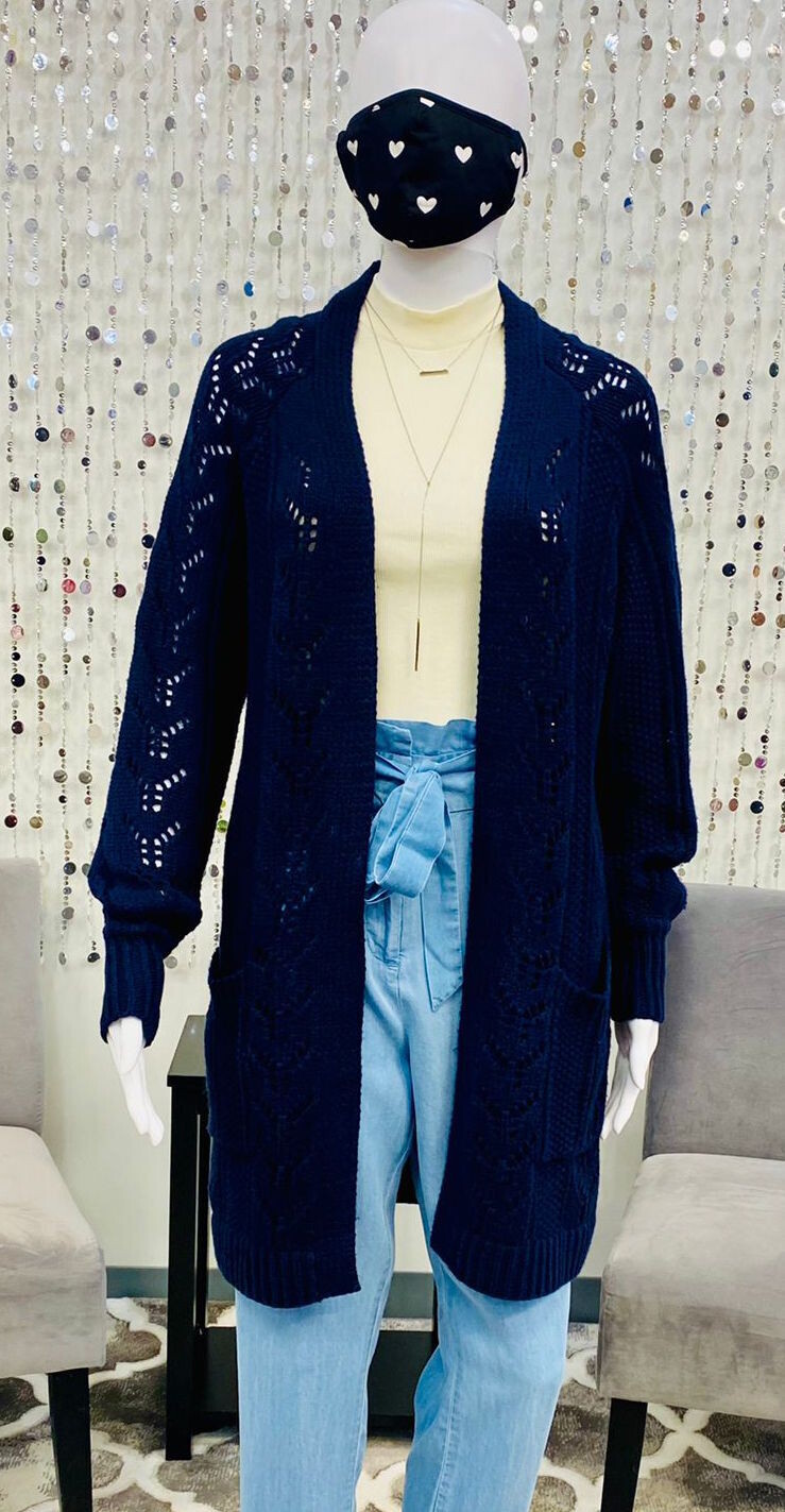 Kylie L/S Knit Cardigan- Night Sky