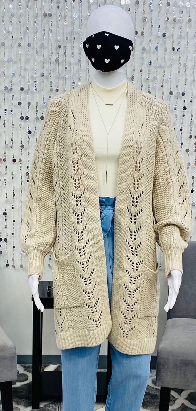 Kylie L/S Knit Cardigan- Pumice Stone