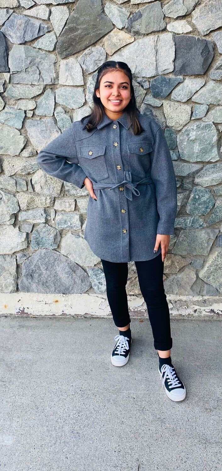 ONLY Belt Shacket -Grey Melange