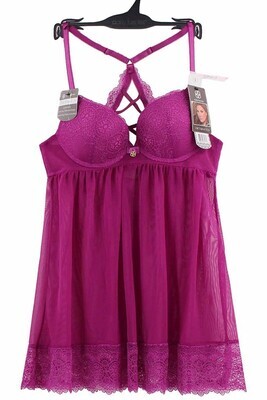 Babydoll With Thong Set-Wine