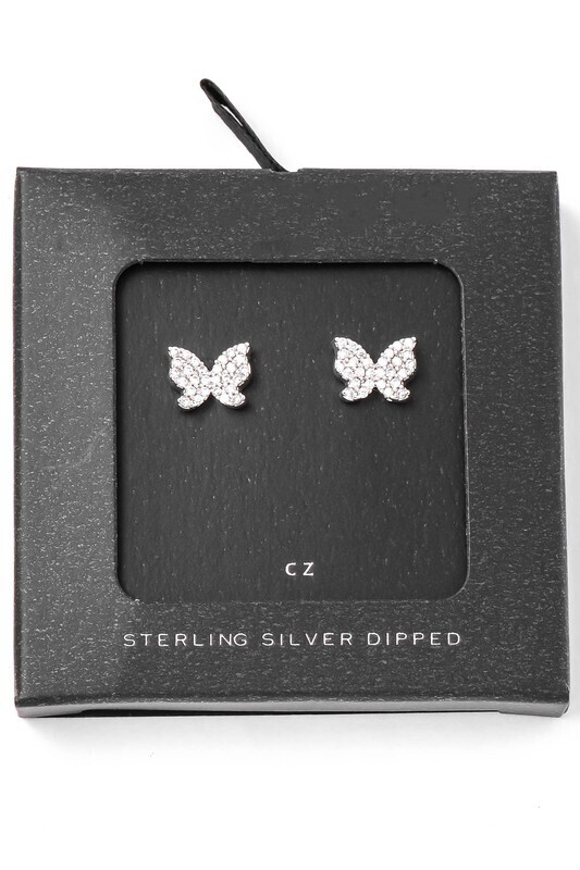 SB18242WG Butterfly Earrings- White Gold