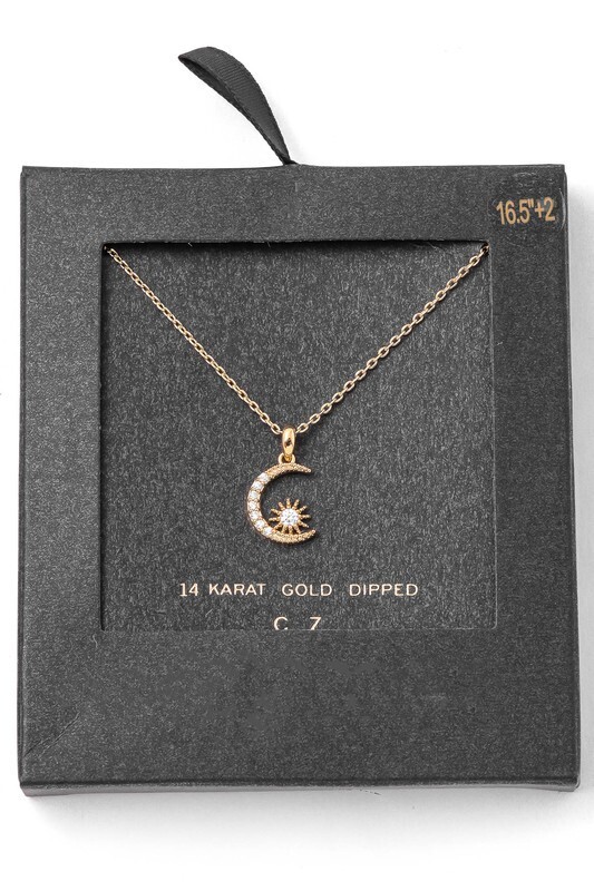SB29056GD Dip Moon Necklace-Gold