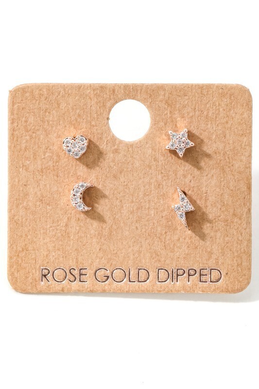 KE4100R Moon Star Earrings- Rose Gold