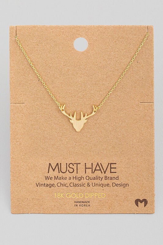 ENE1846G- Deer Necklace-Gold
