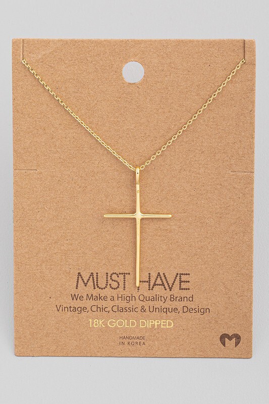 NN1692G Cross Necklace-Gold
