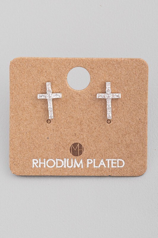 KE1682S Cross Stud-Silver