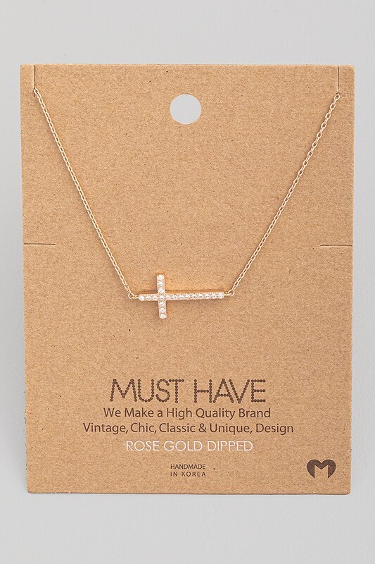 FNE1115R Side Cross-Rose Gold