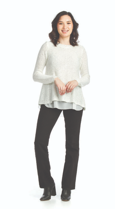 Sequin Underlay Sweater-White