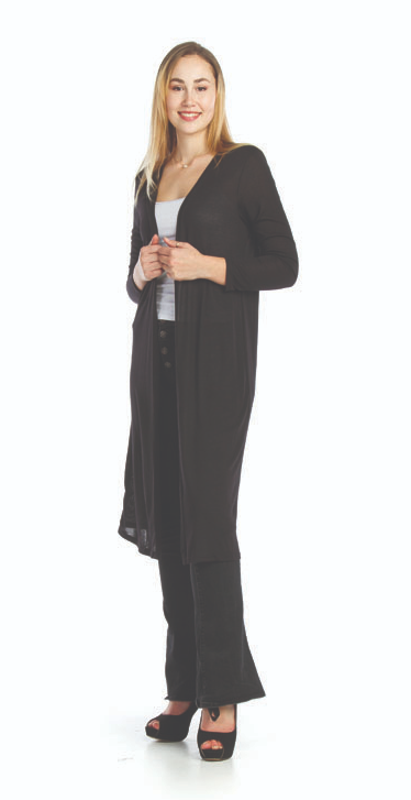 Long Knit Cardigan-Black
