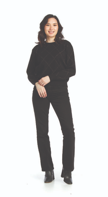 Knit Sweater Lurex Detail-Black