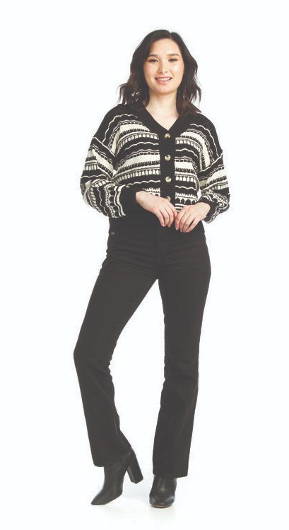 Knit Button Up Cardigan-Black